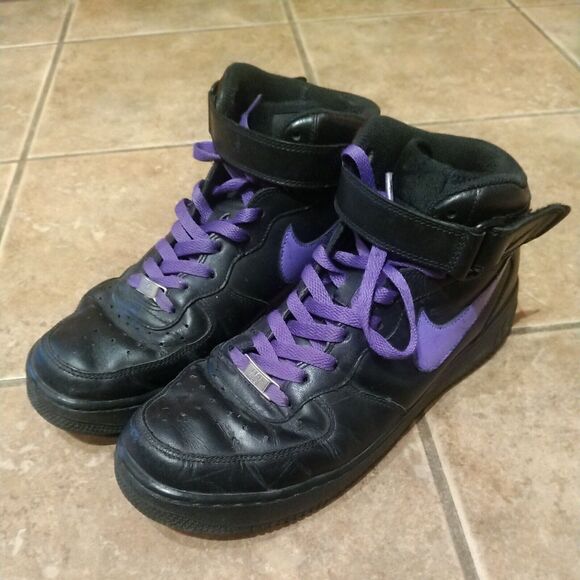 Rare Nike Men's 9.5 Air Force 1 82’ (2012) Black Purple Hightops 315123-001 - Picture 4 of 12